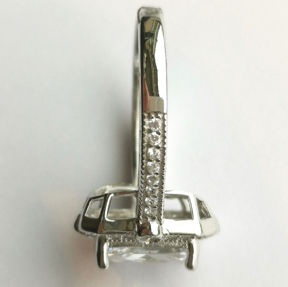VINTAGE inspired sterling silver cz engagement cocktail ring size 8 - Picture 2 of 8
